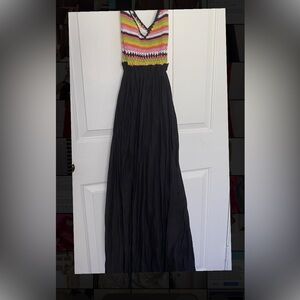 RAGA Black Smocked A-line Maxi Dress